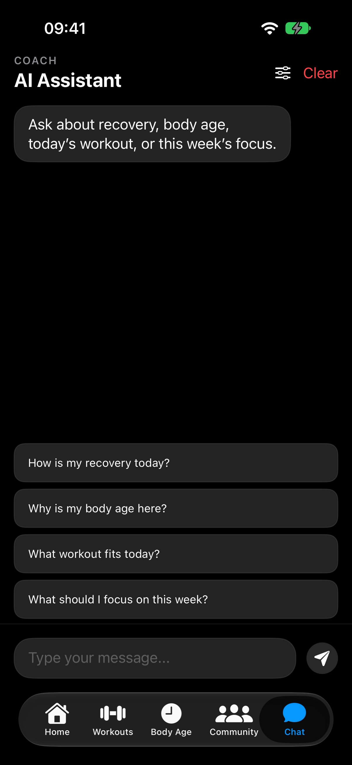 MakeFit AI Assistant with suggested questions